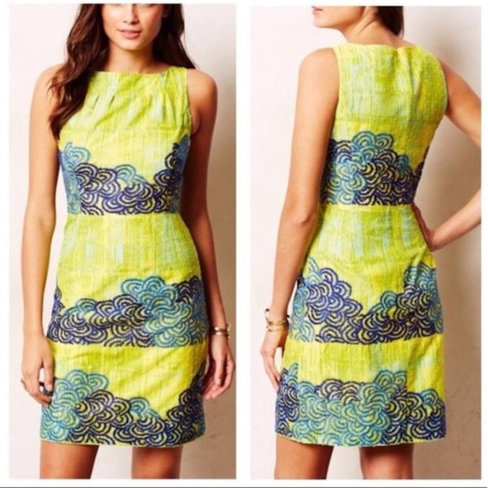 Tabitha (Anthro) Neon Azure Embroidered Dress - 10